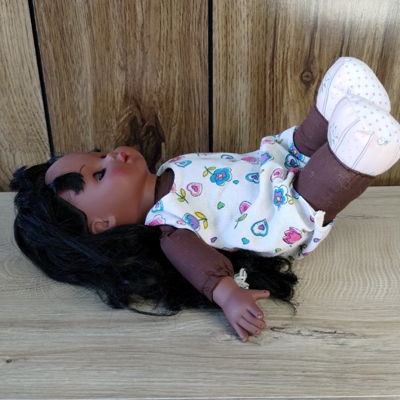 Simba Toys Baby Doll Soft Body AA Black Hair Sleepy Open Close Brown Eyes 11" - Picture 4 of 8